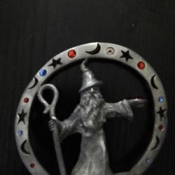 Antique Wizard Pewter With Gems Stands