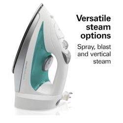Hamilton-Beach Steam Iron for Clothes with Stainless Steel Soleplate,