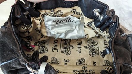 Juicy Couture 2007 Y2K Rare Vintage Black Velour Hobo