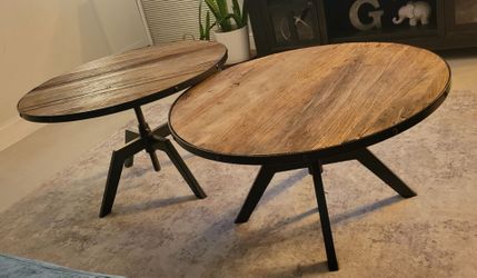 Industrial Wood and Metal Nesting Coffee Tables