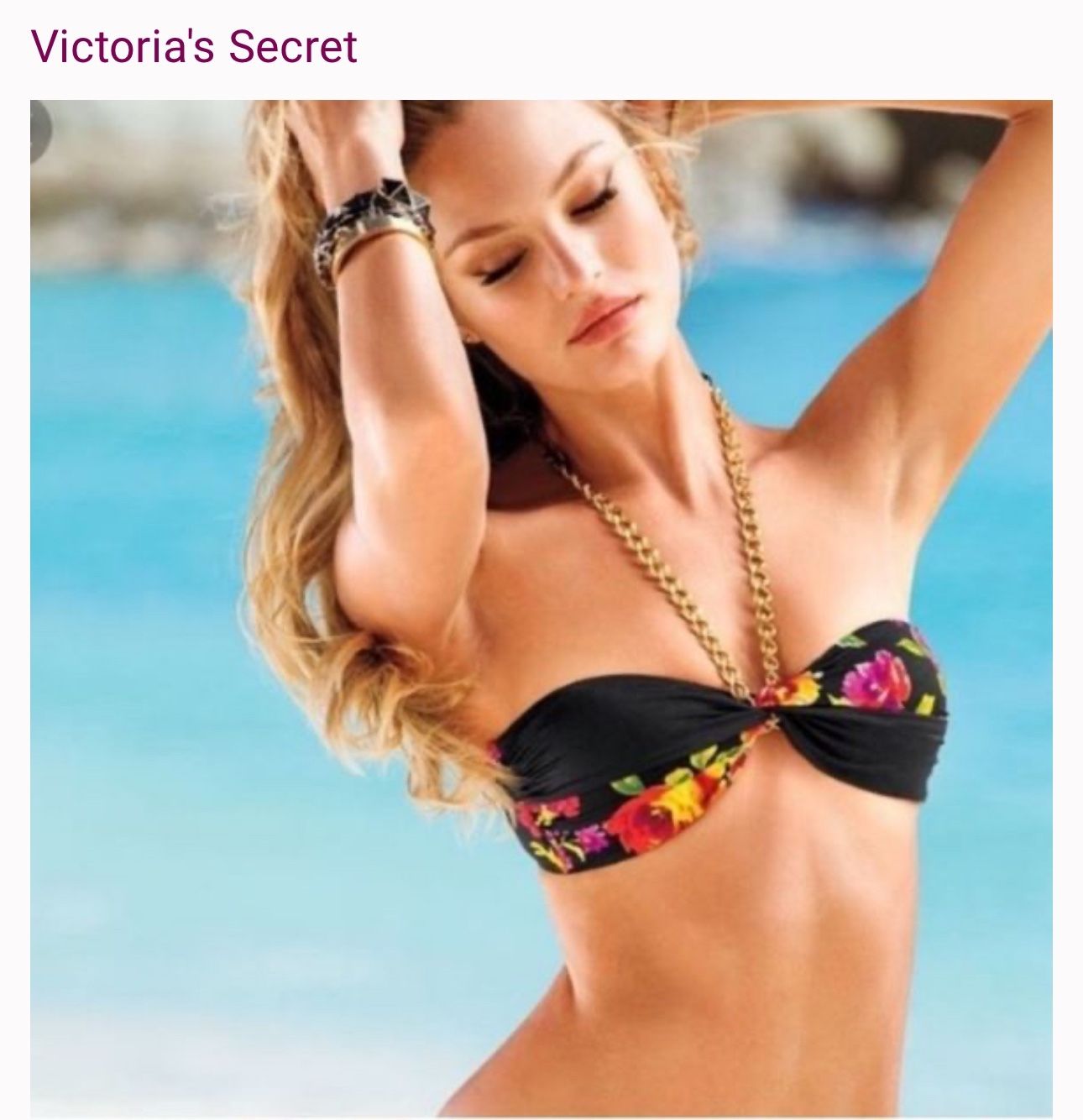 Victoria's Secret NWOT Floral Chain Bandeau Bikini | Ret $85