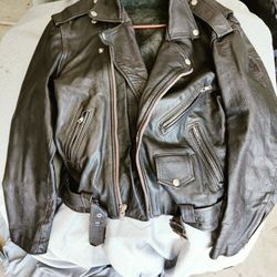 Vintage Mens Motorcycle Leather Jacket ( No Liner) Size 42