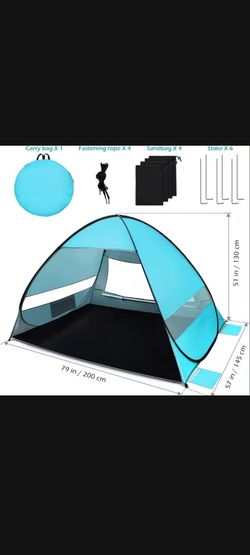 Pop-Up Beach Tent with Carry Bag and Accessories