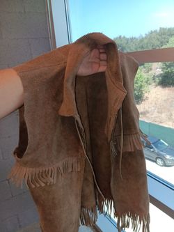 Vintage 70's Mens Leather Fringe Vest