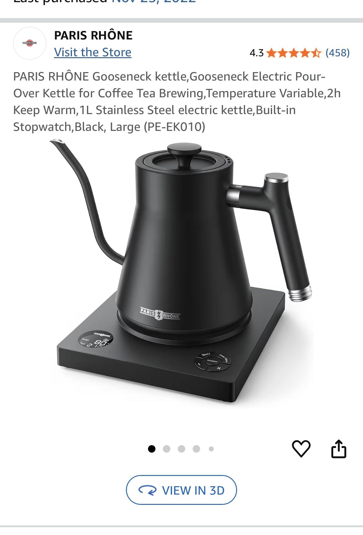 Like New Modern Electric Tea Kettle + Pour -Over Coffee Craft