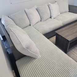 New Plush White And Gray Sectional