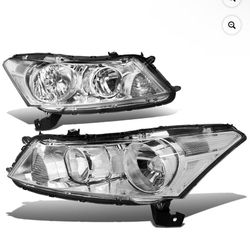 New in box DNA Motoring For 08-12 Honda Accord Sedan JDM Chrome Clear Corner Headlight Lamps Pair, HL-OH-HA084D-CH-CL