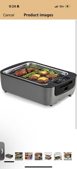 Smokeless Indoor Grill, Electric Indoor Grill for Korean BBQ with Dual-Turbo Smoke Extractor, LED Smart Display & Dual-Zone Nonstick Grill Plates, 6-L