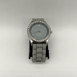 Darice Gray & Silver Toned Wristwatch w/ Adjustable Buckle Band & Rhinestones