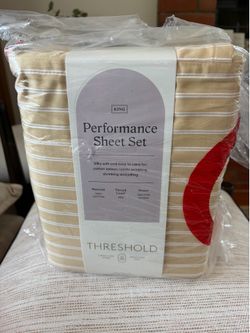 King 400 Thread Count Performance Sheet Set Yellow Stripe - Threshold™