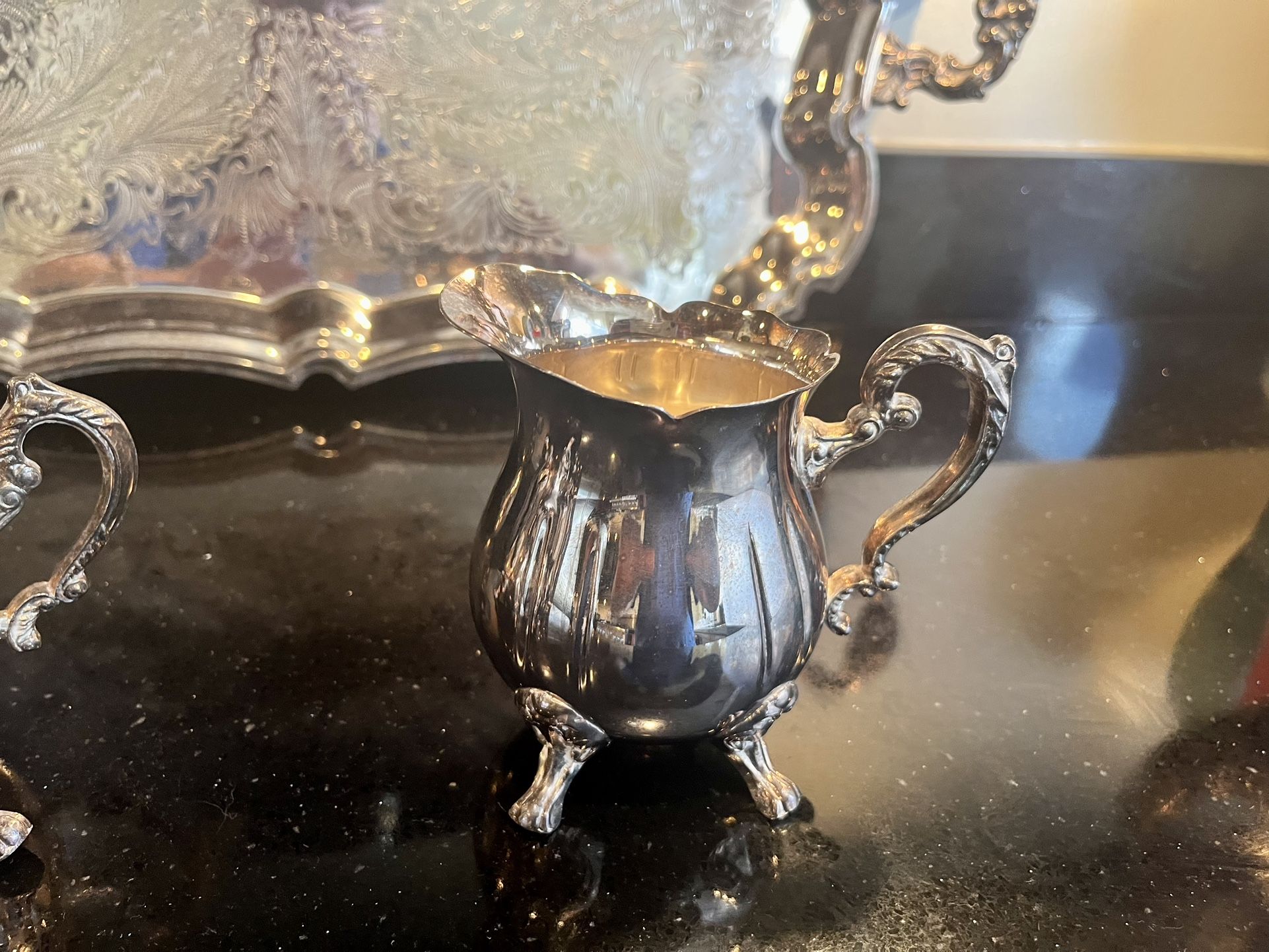 Vintage Leonard Silver Plate Coffee/Tea /Creamer/Sugar Set w/ Tray