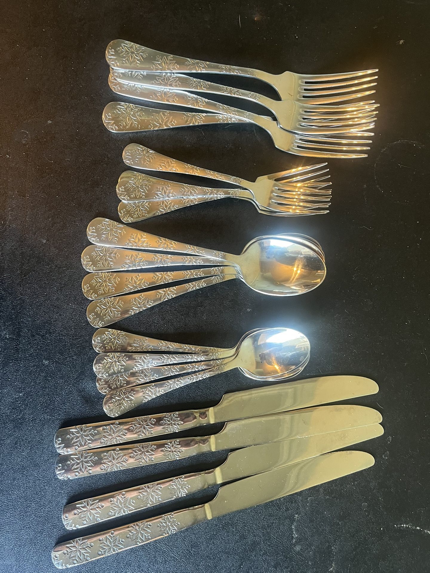 Engraved Silverware Snowflake Design