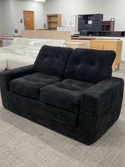 Black Corduroy Loveseat Sofa — soft, cozy, and modern, perfect for your living room, apartment, bedroom, office, or small space.  📏 Approx. 61”W × 30