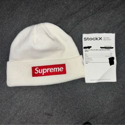 Supreme x New Era White Beanie Box Logo