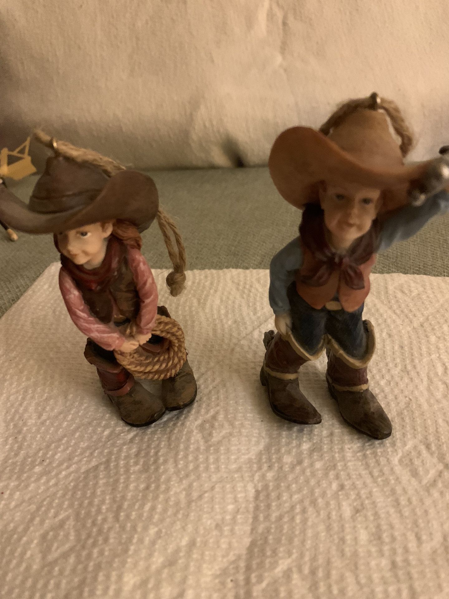 Cowboy & Cowgirl Figurine/ Christmas Ornaments