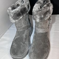 New Lamo Fleece And Leather Boots W Size 10