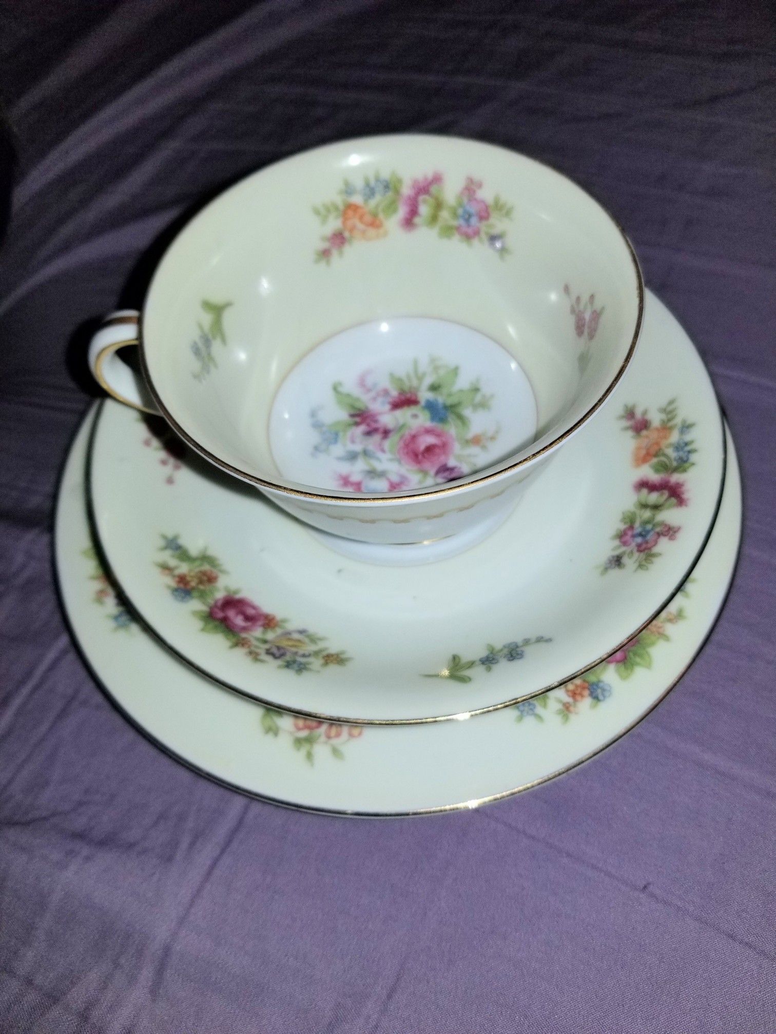 Vintage Noritake Empire Pattern Cup, Saucer and Bread and Butter Plate occupied Japan