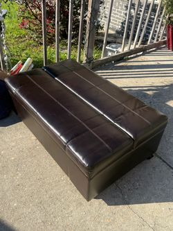 2-in-1 Leather-Look Ottoman Sleeper Bed / Fold-Out Guest Bed
