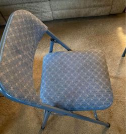 Blue metal folding chair set