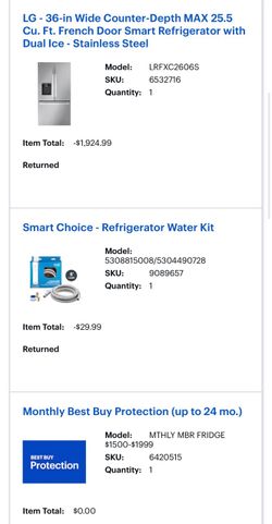 Refrigerator LG - 36-in Wide Counter-Depth MAX 25.5 Cu. Ft. French Door Smart Refrigerator with Dual Ice - Stainless Steel