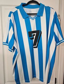 Argentina #7 Soccer Jersey – Blue & White Striped Futbol Shirt – XXL