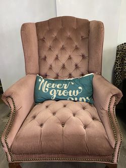 Pink Tufted Wingback Chair