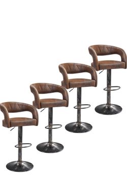 Bar Stools Set of 4 Adjustable Swivel Modern Pu Leather Barstools