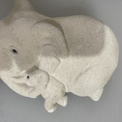 Mama Elephant and Baby Sculpture Stone/