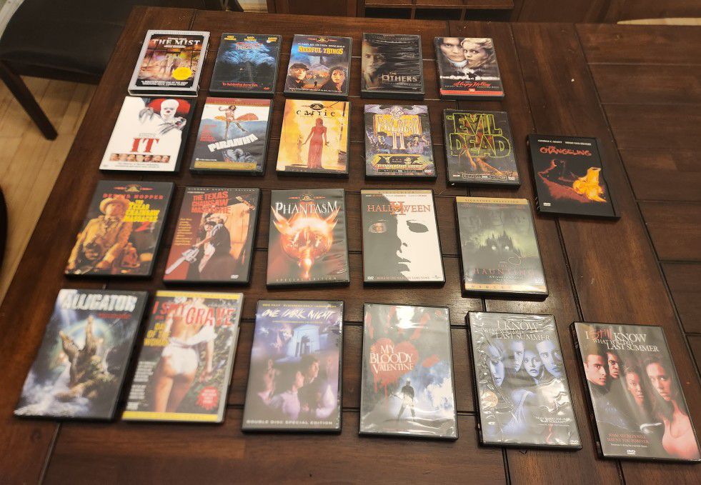 Set of 22 Horror movie DVDS sold together read description for details 