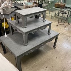 Antique Gray Decorative Tables Set Of 3