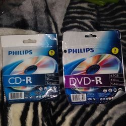 3 Blank CDs, 2 Blank DVDs 