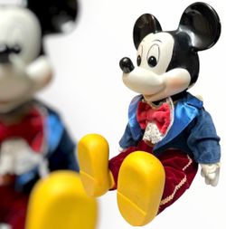 Vintage Disney Mickey Mouse Musical Porcelain Plush Wind-up Doll NIB Works 1980s