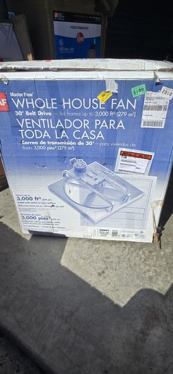 Master Flow 30BWHFS Whole House Fan, 6000 cfm Air, Aluminum