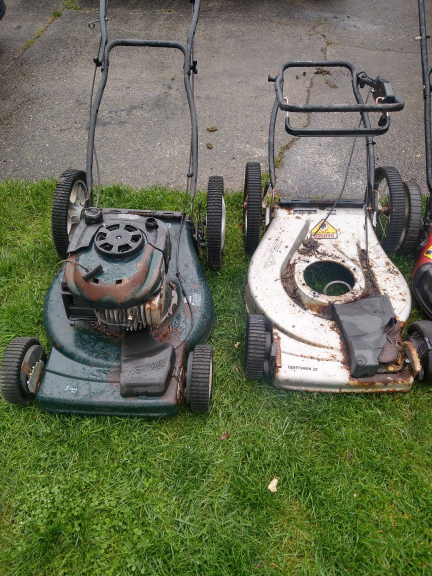 For free three Craftsman front wheel drive lawn mowers