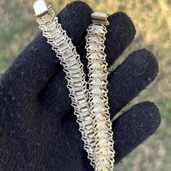 14K Solid Gold Butterfly Link Textured Diamond Cut 7.5 Inch Vintage