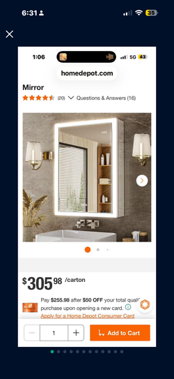 20x26 right swing rectangle LED fogless medicine cabinet