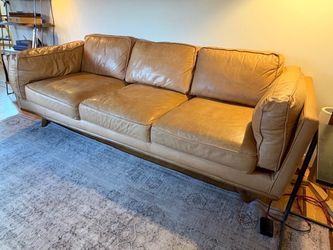 Article Timber Leather Couch