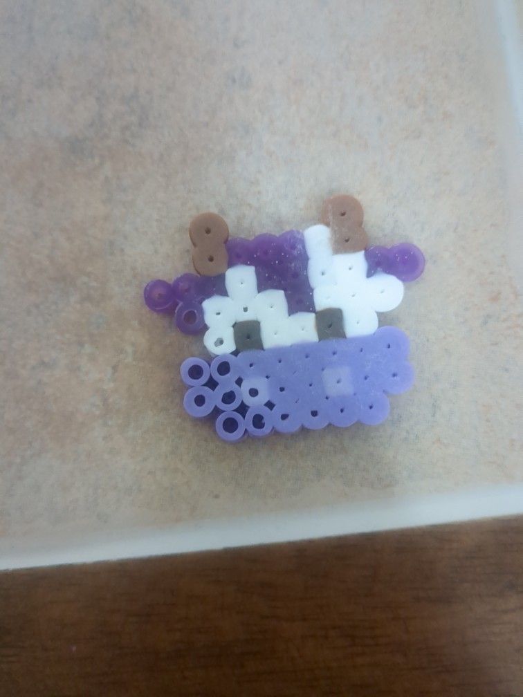Purple/White Cow Perler 