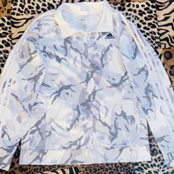 WOMENS✨🪩🤍🖤🌼ADIDAS🪩🌼⚪️⚫️✨GREY WHITE SILVER SIZE XL LONG SLEEVE ZIP UP JACKET🧥W: POCKETS