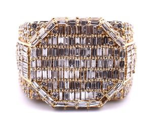 Mens 14K Yellow Gold Diamond Ring