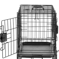 Foldable Pet Crate Single/double Door Crate Includes Leak Proof Pan And Bed For Protecting Feet