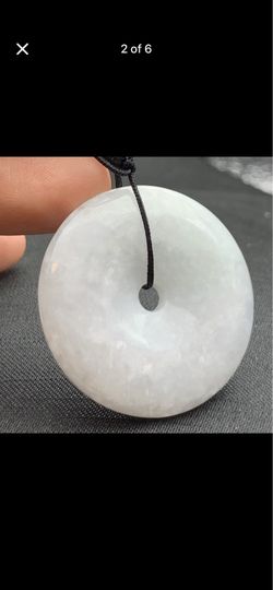 Certificate Jadeite white jade pendant Circle protection Donut