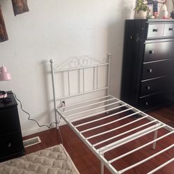 Twin White Metal Frame