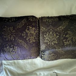 Two 20” Square  “silk-like” Royal Purple reversible staging pillows $40 for BOTH!