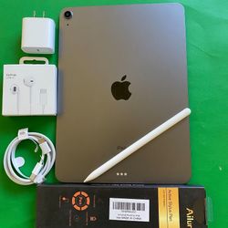 Apple IPad Air 4th Generation (10.9” Liquid Retina/ 2020 Model) 64GB with keyboard case, stylus pen & Accessories (256gb $439) 