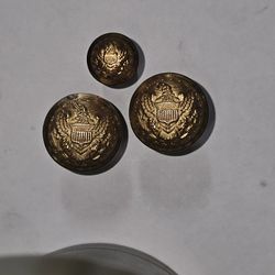 Civil War brass High domed eagle&shield uniform buttons 1/2in & 1 In antique 