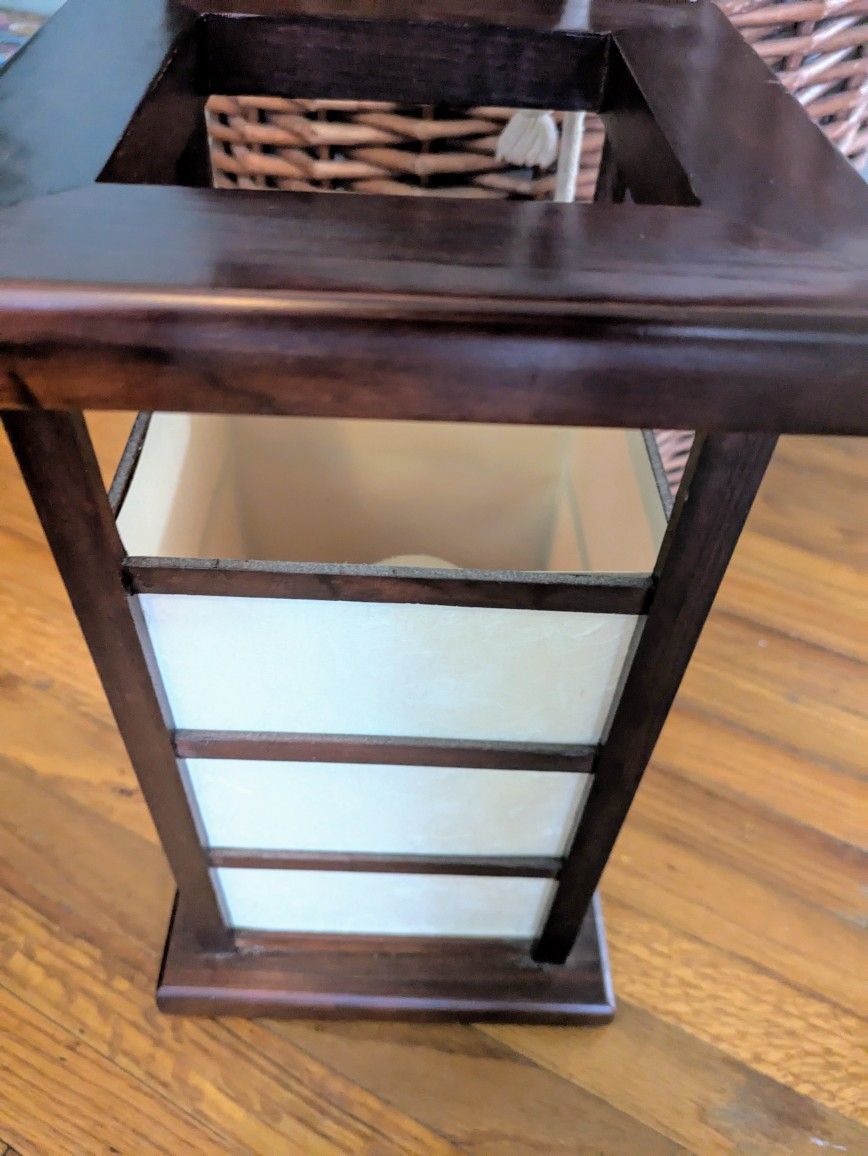 2 Cherry Wood Asian Decor Style Lamps
