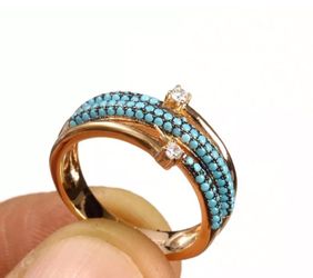 925 Sterling Silver, Turkish Topaz Turquoise, Ring Size 6.75