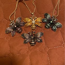 Betsey Johnson Crystal butterfly necklace /all $30