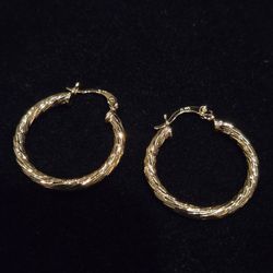 18K Gold-Filled Textured Twist Hoop Earrings